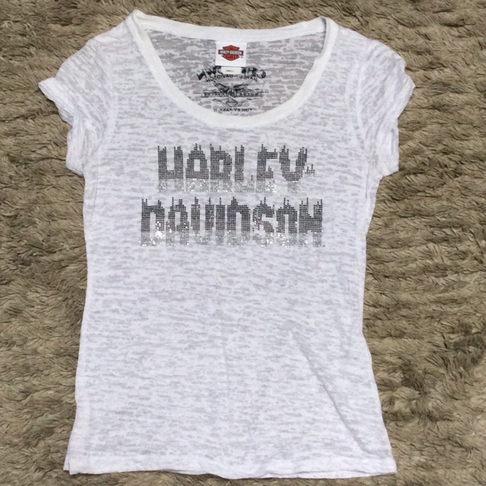 Harley Davidson Bling rhinestone burn out tee - Picture 2 of 4